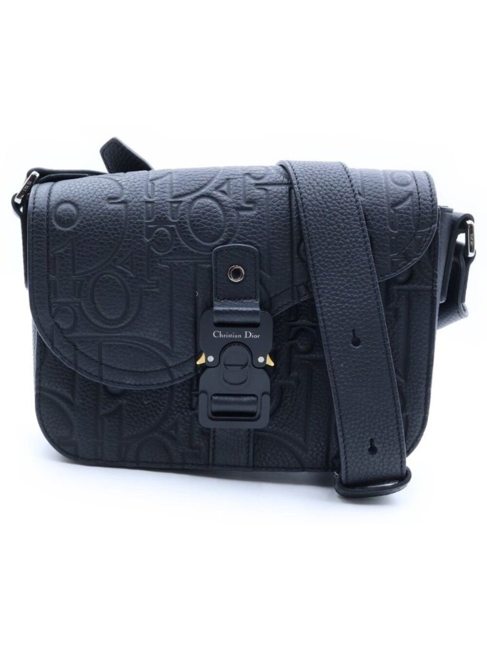 Dior Saddle Messenger Shoulder Bag Small Gravity Oblique Leather Black